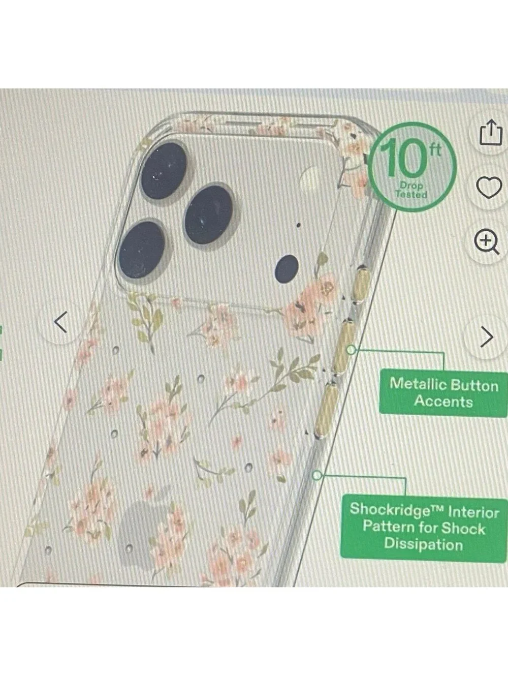 Onn Case for iPhone 17 Pro Pink Floral with Gems